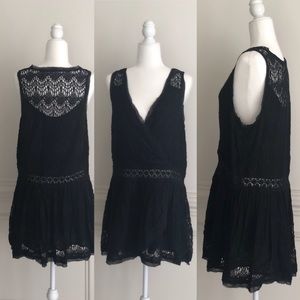 Free People Lace Sleeveless Black Dress Size M